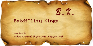 Bakálity Kinga névjegykártya
